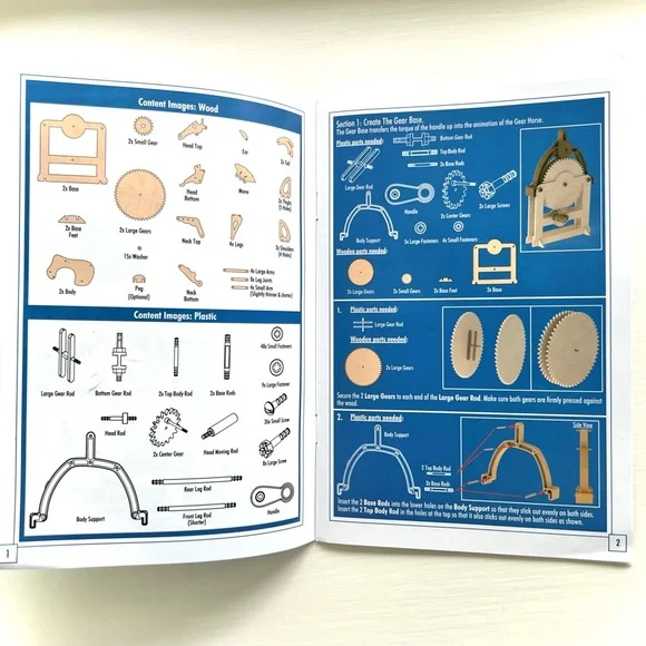 NEW Auto Motion Gear Horse Kit Kids Wood Toy Build Yourself Scientific Exploror - Picture 7 of 14